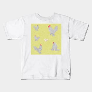 Lavender Belgian D'Uccle Pattern Yellow Kids T-Shirt